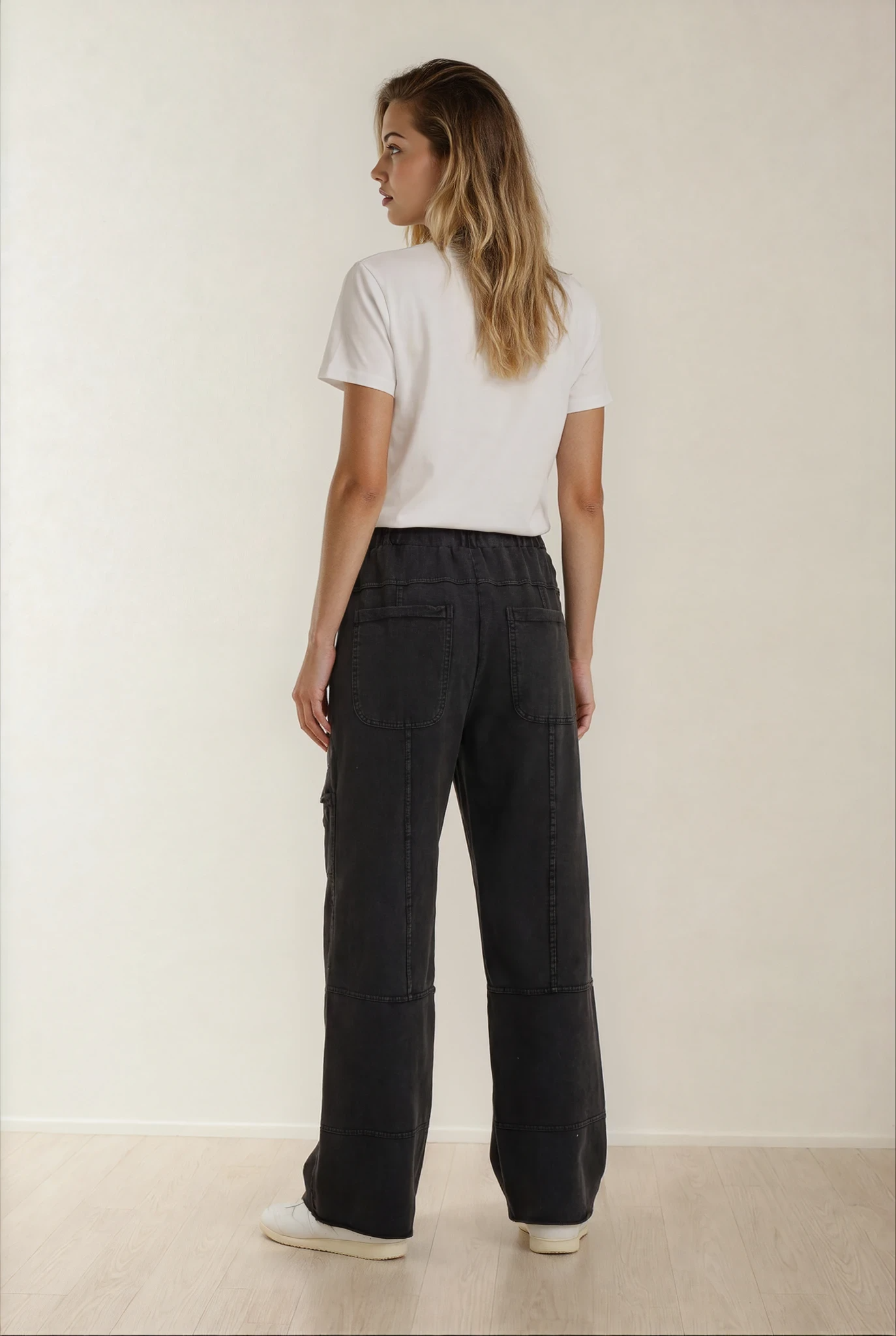 Hannah Mineral Wash Pants-Black | Cargo Pants | Wide Leg