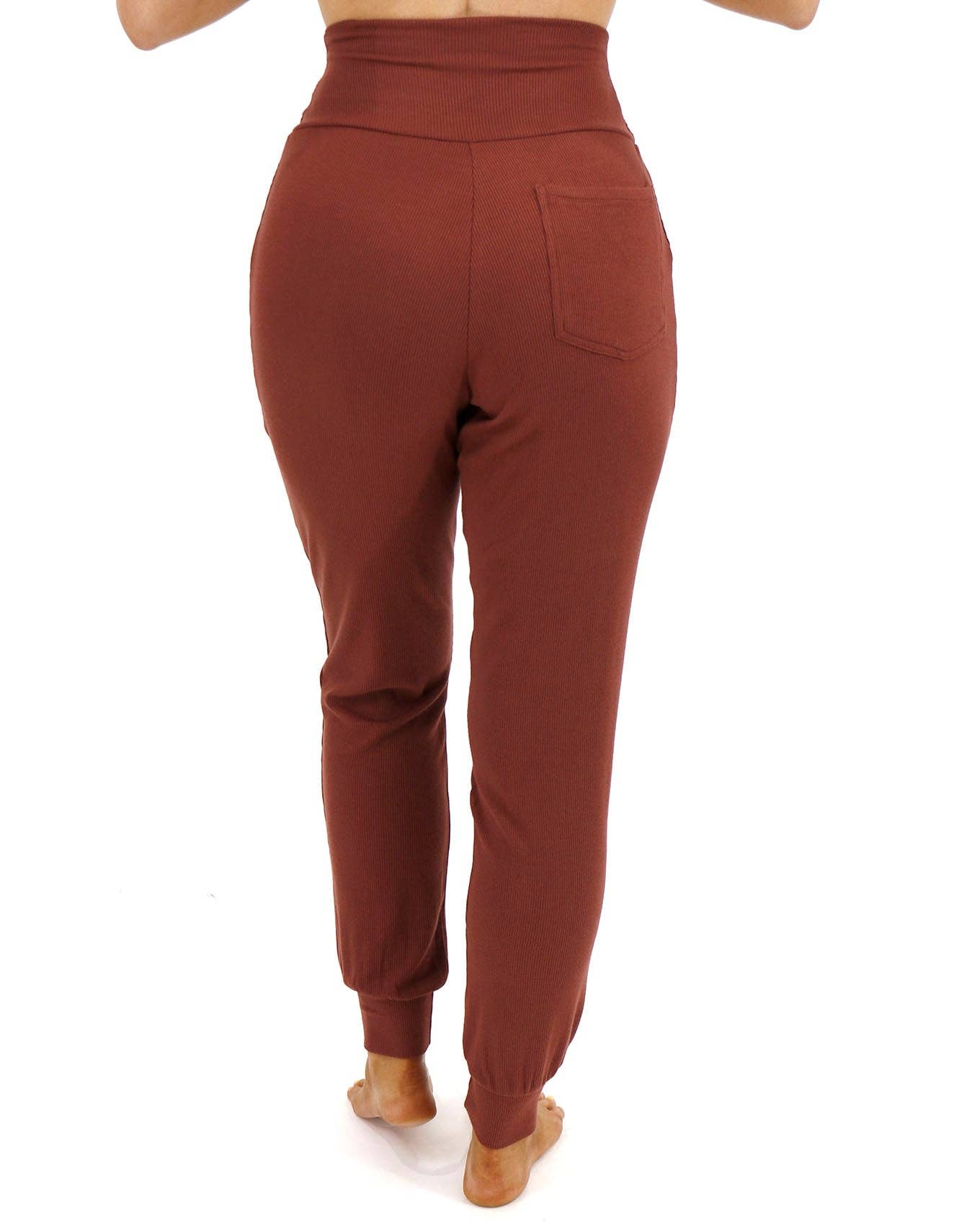 Essential Ribbed Jogger Pants In Rust Core Grace and Lace