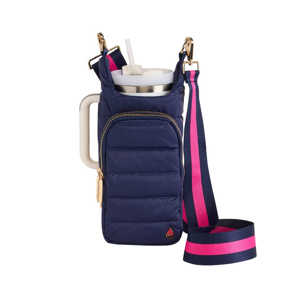 WanderFull - Original HydroBag - HydroBag® HANDLE™- Island Navy Matte with Pink and Navy Strap