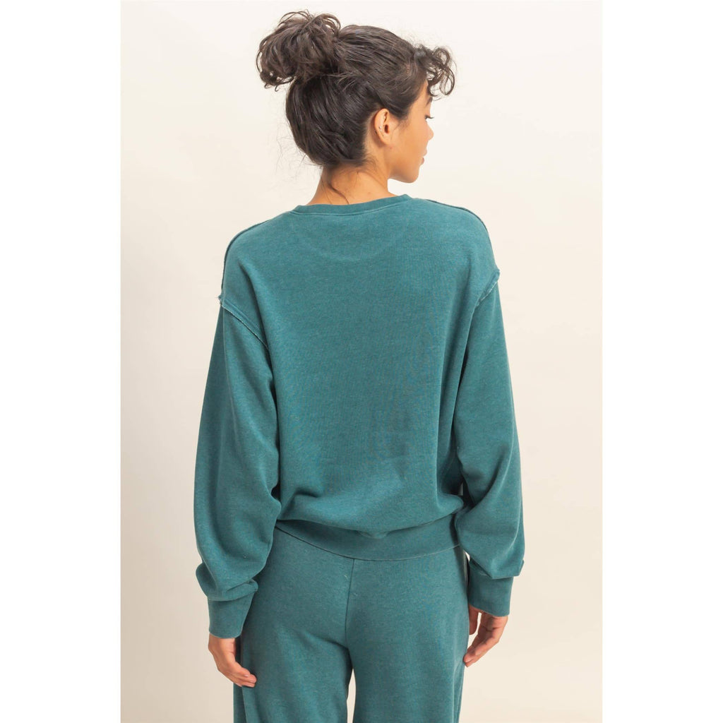 Raw Edge Detail Burnout Sweatshirt