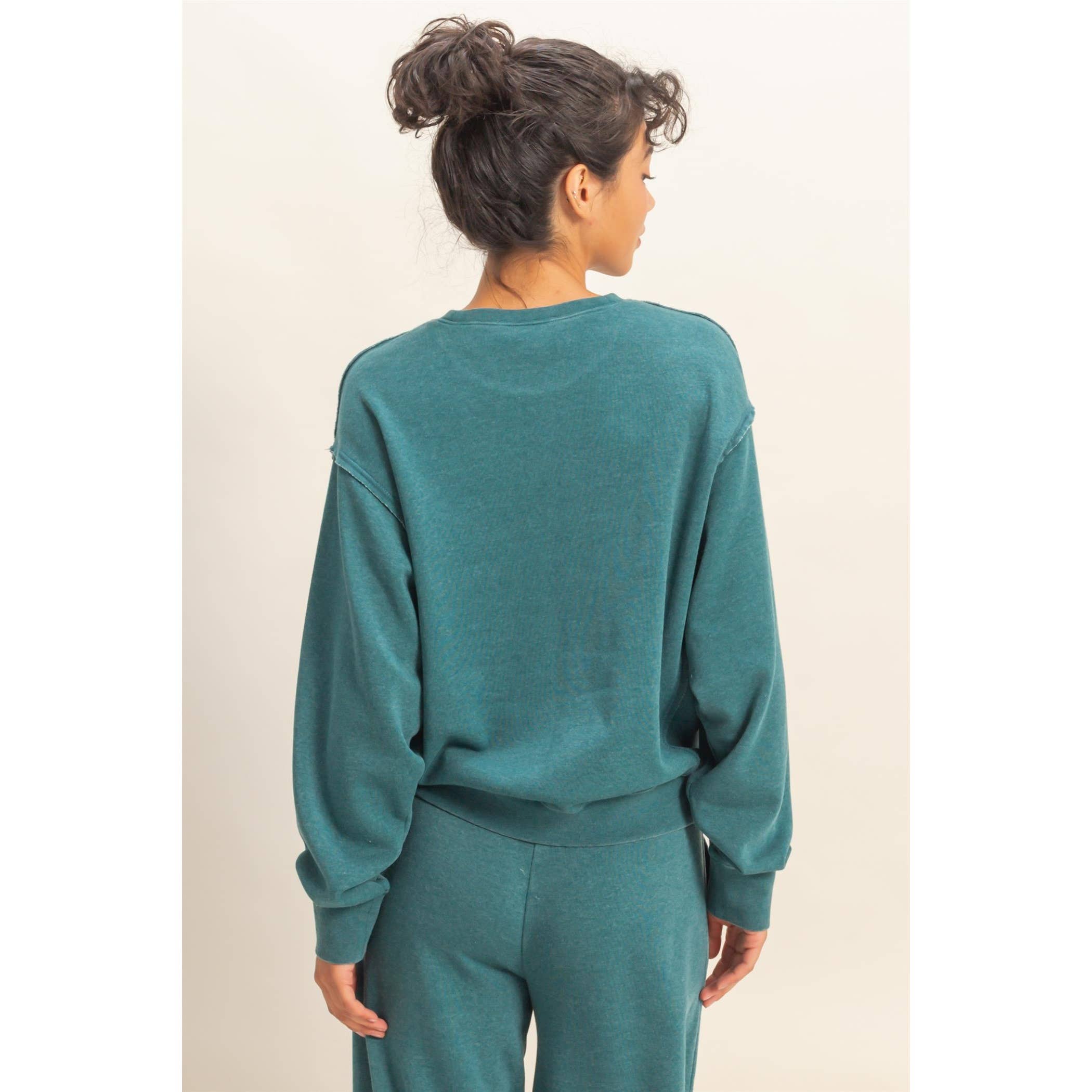 Raw Edge Detail Burnout Sweatshirt