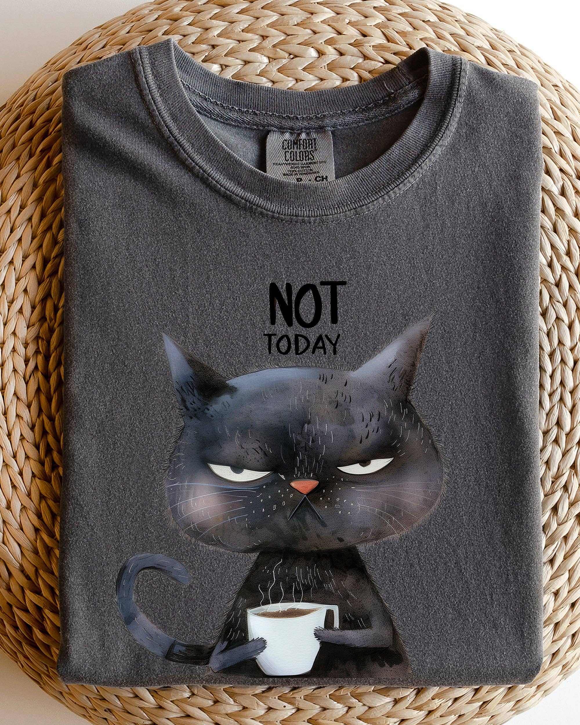 Not Today, Cat, Grumpy, Coffee, Funny, Meme Shirt