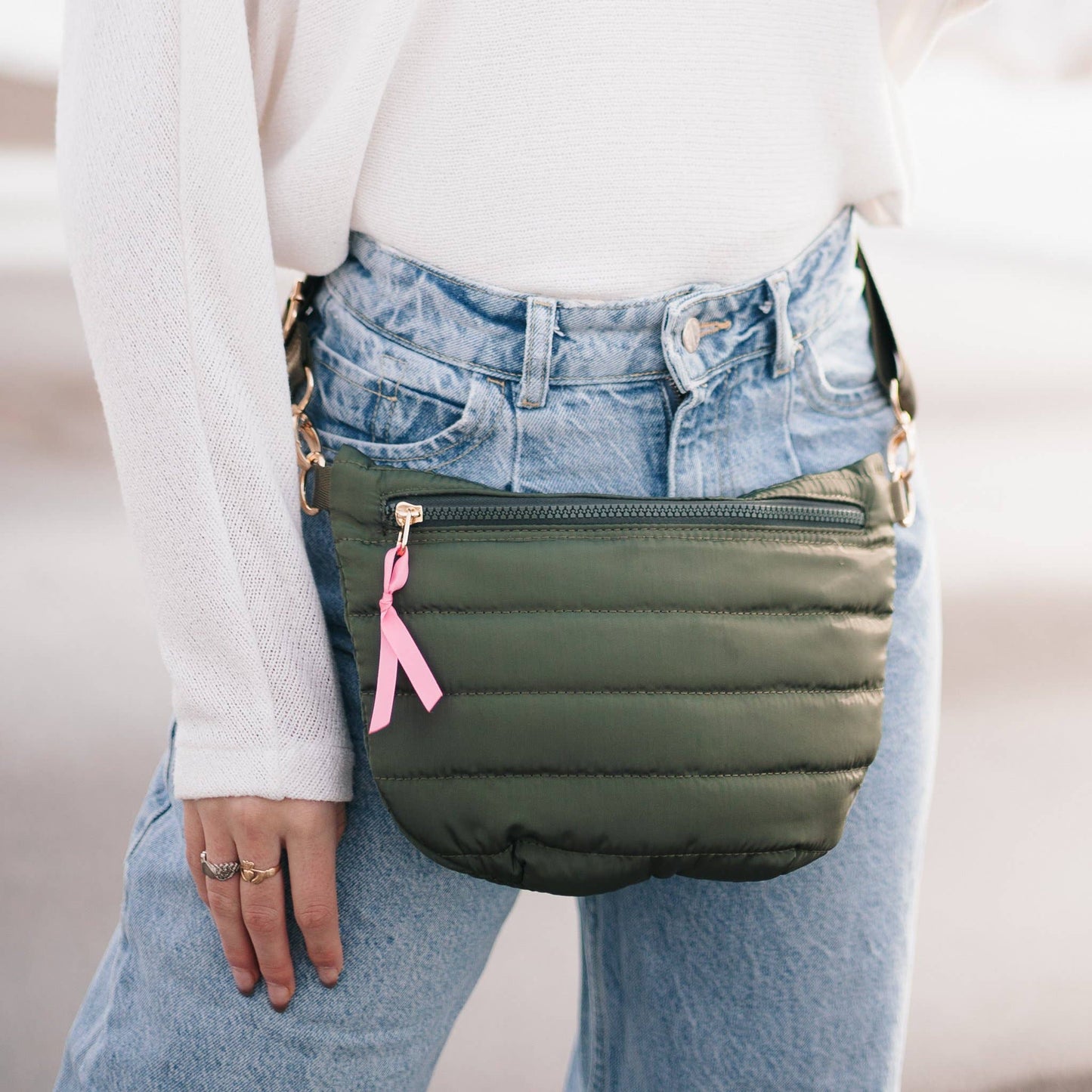 Jolie Belt Puffer Bag: Olive Core Pretty Simple