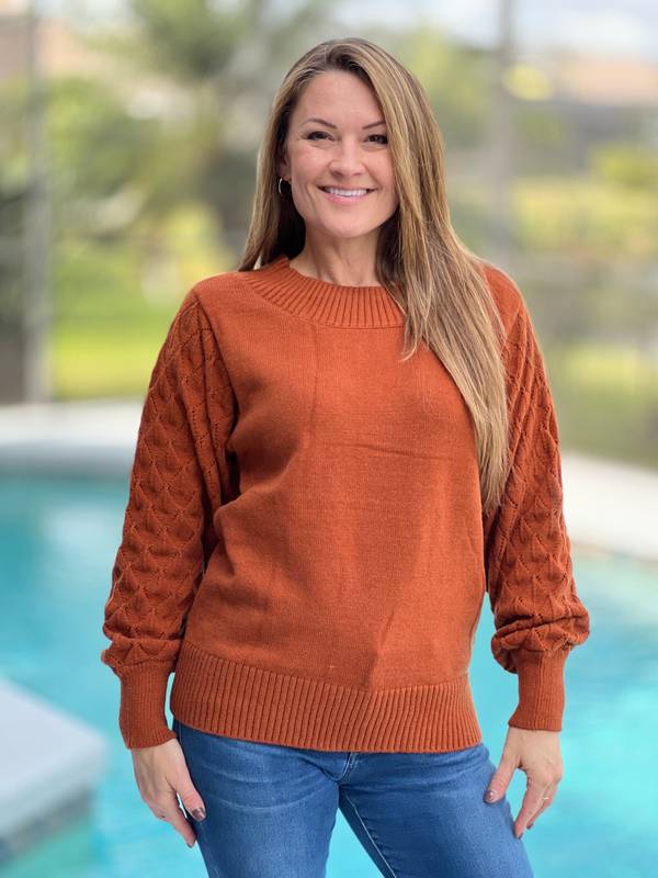 Boat Pointelle Sweater Ginger