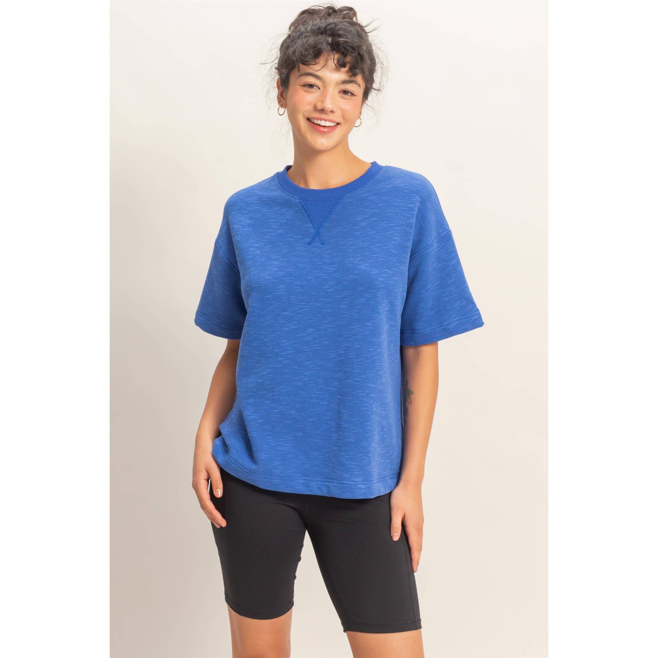 Crew Neck Short Sleeve Top
