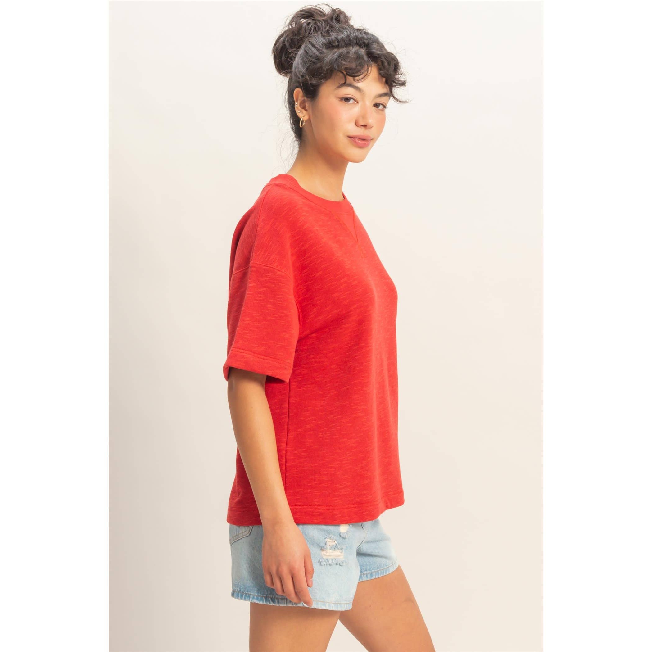 Crew Neck Short Sleeve Top
