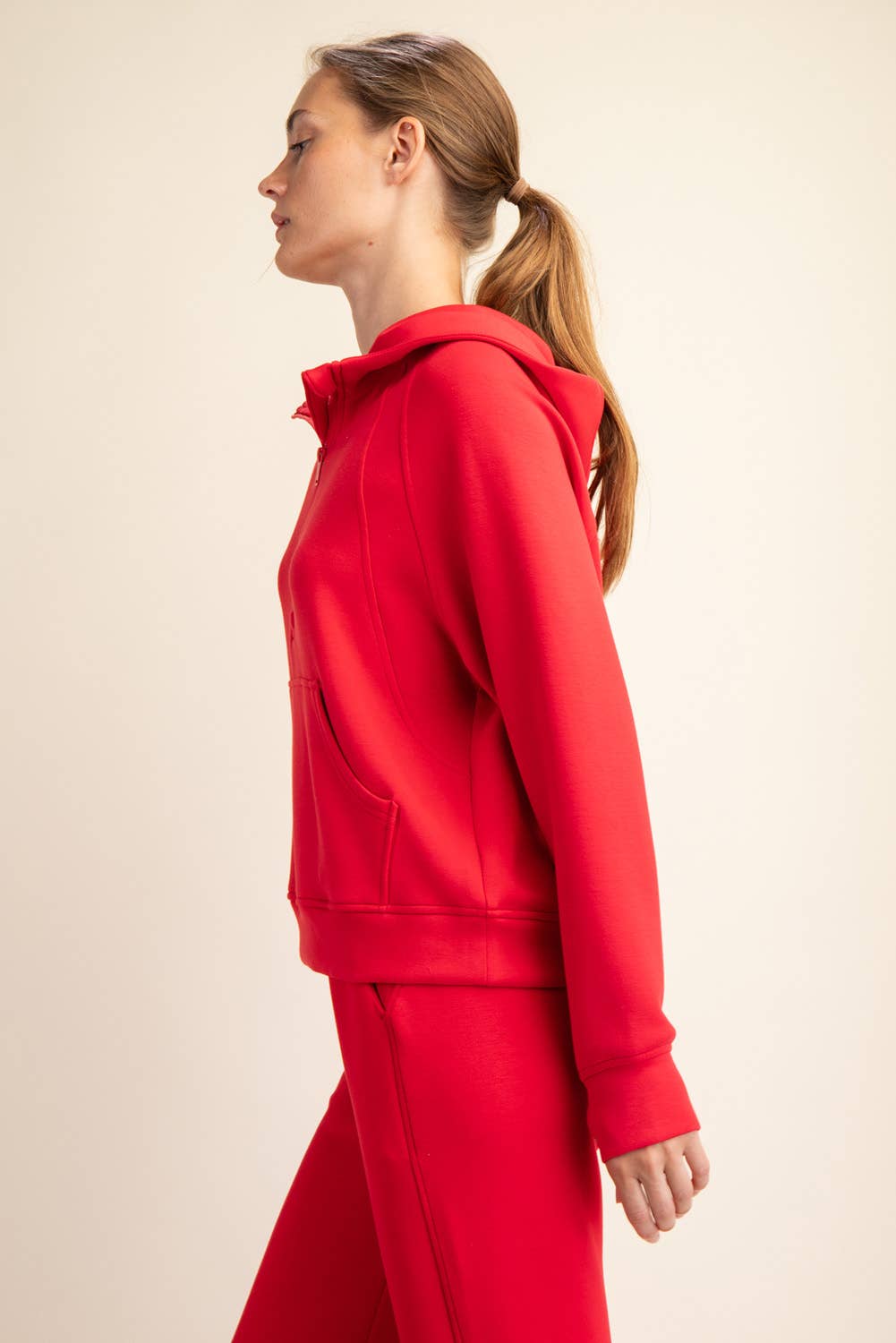 Modal Scuba Cropped Quarter Zip Hoodie
