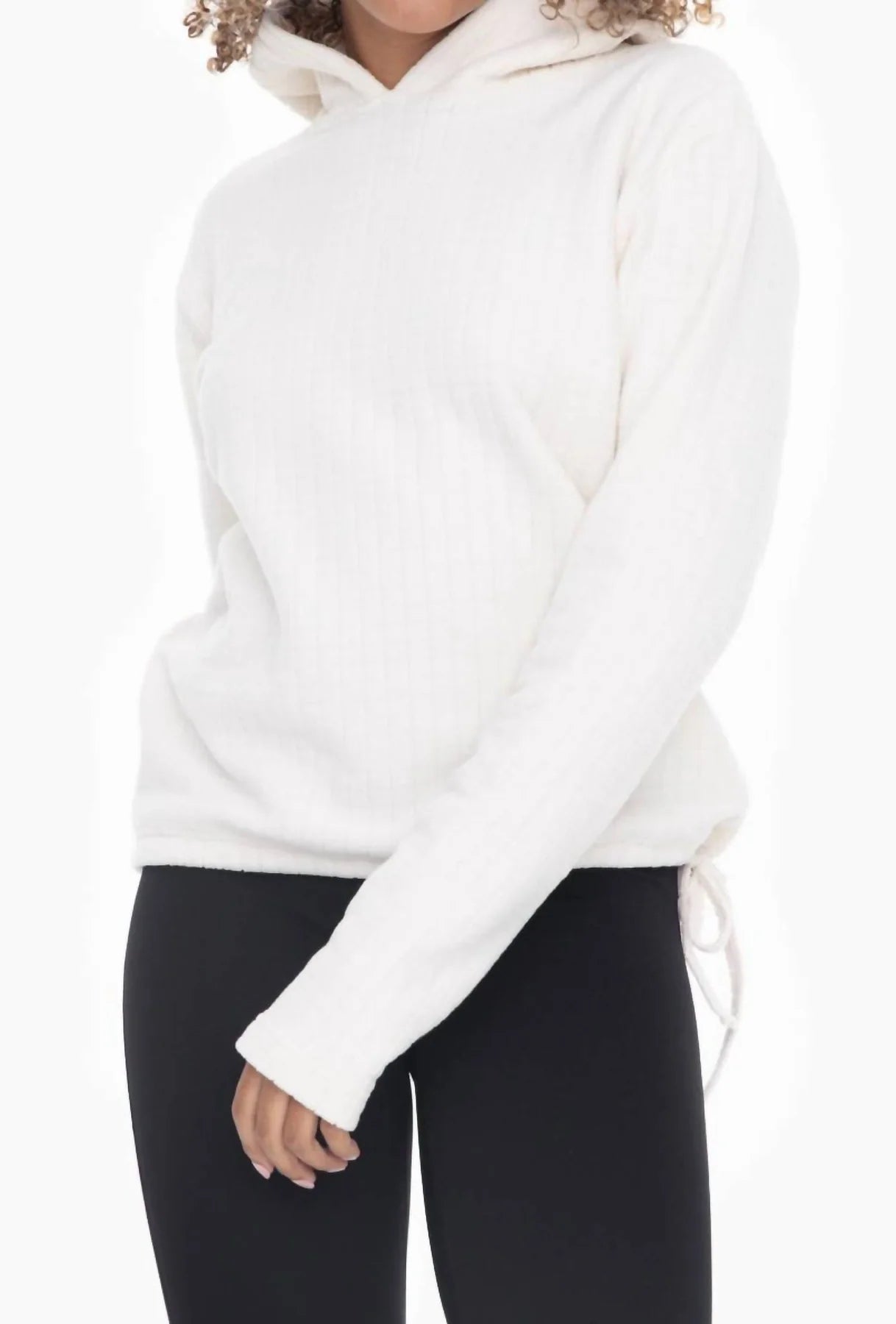 brushed burnout fleece hoodie in white