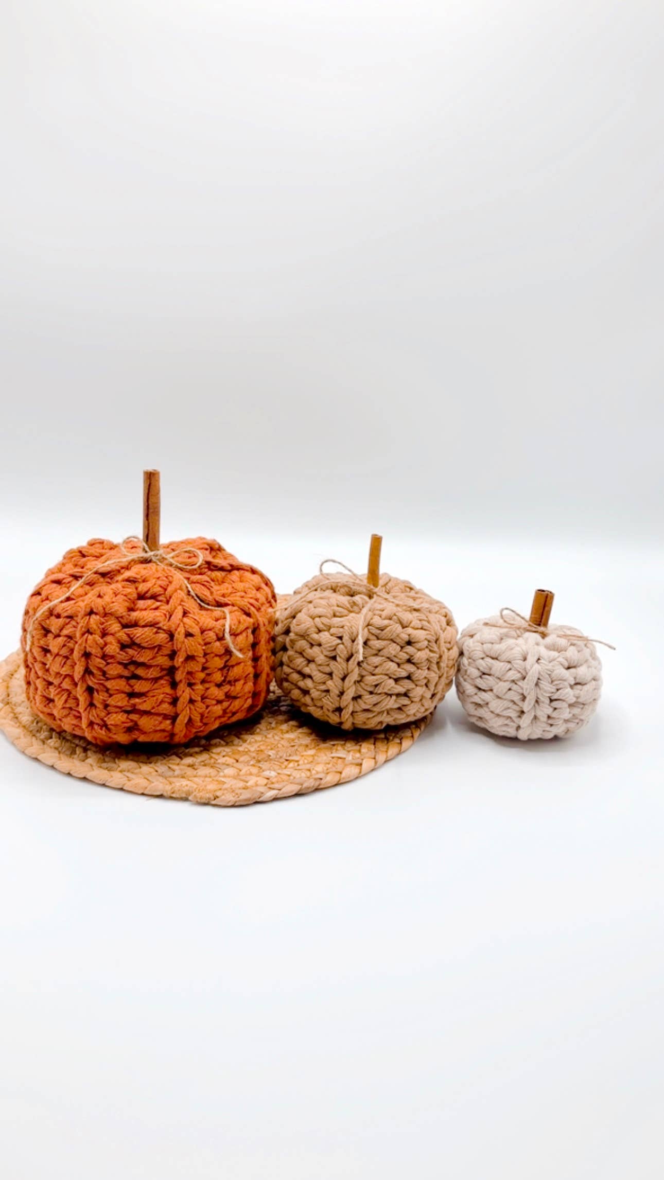 Farmhouse crochet pumpkin in Natural: Small 4x4 Fall-Winter Lilly Bird Crochet