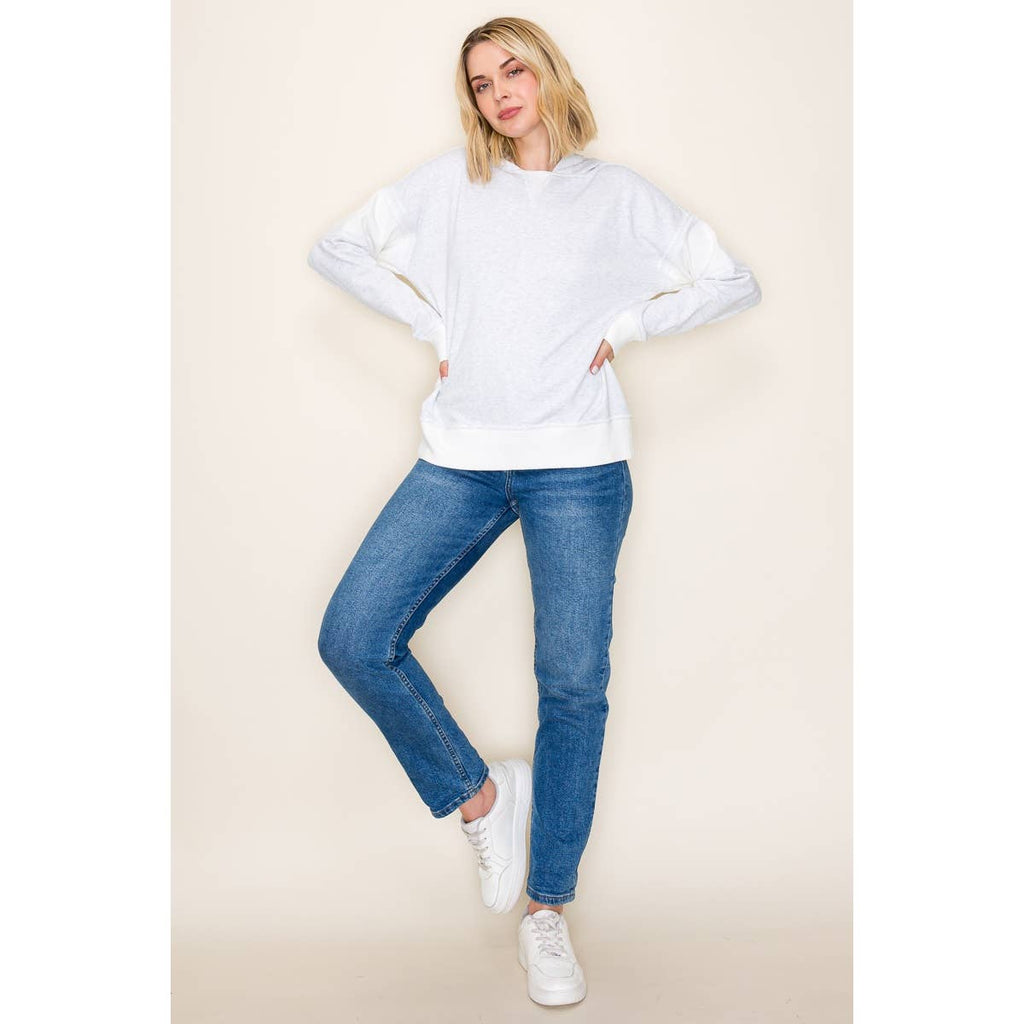Pullover Hoodie - Heather Grey Contrast Cozy French Terry Top