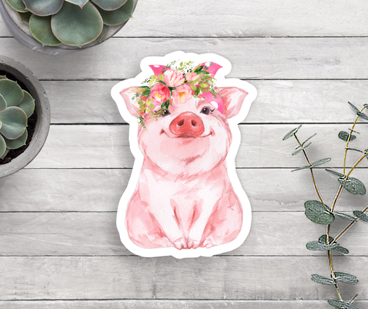 Floral Pig Vinyl Sticker Core Expression Design Co