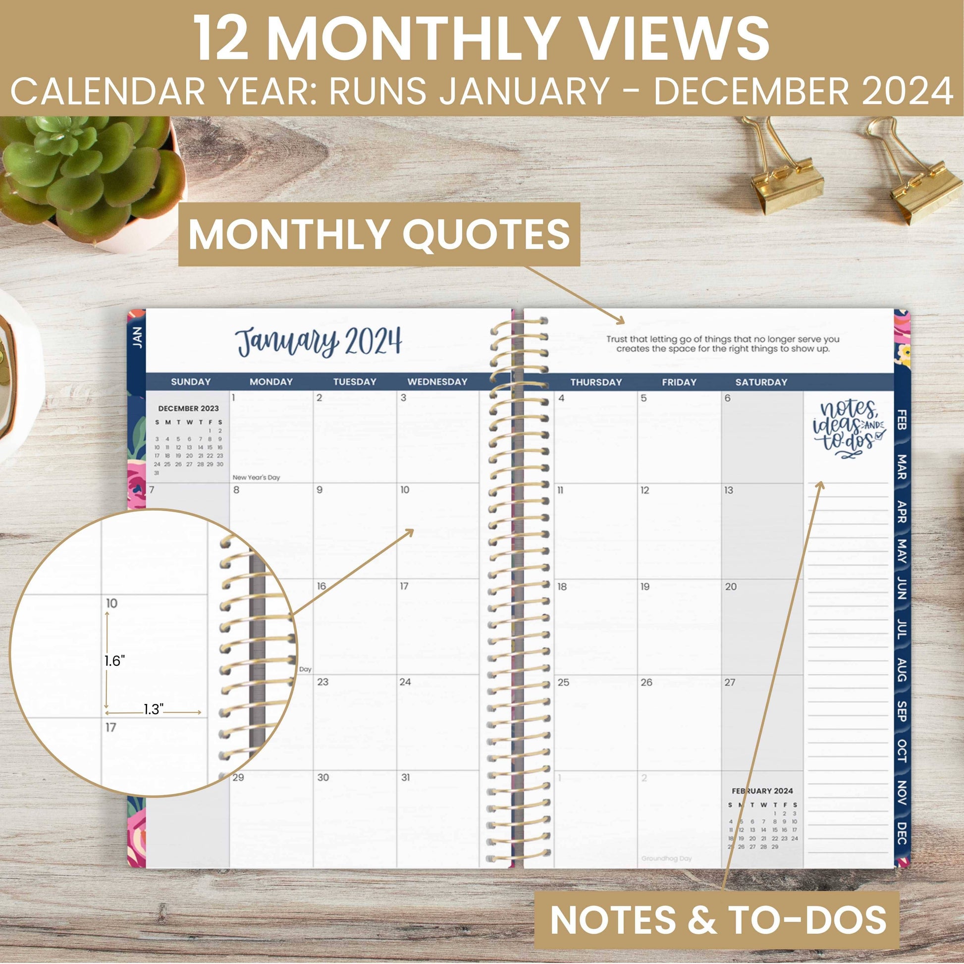 2024 Calendar Year 5x8 Soft Cover Planners - Choose Design: Dreams In Bloom Core bloom daily planners
