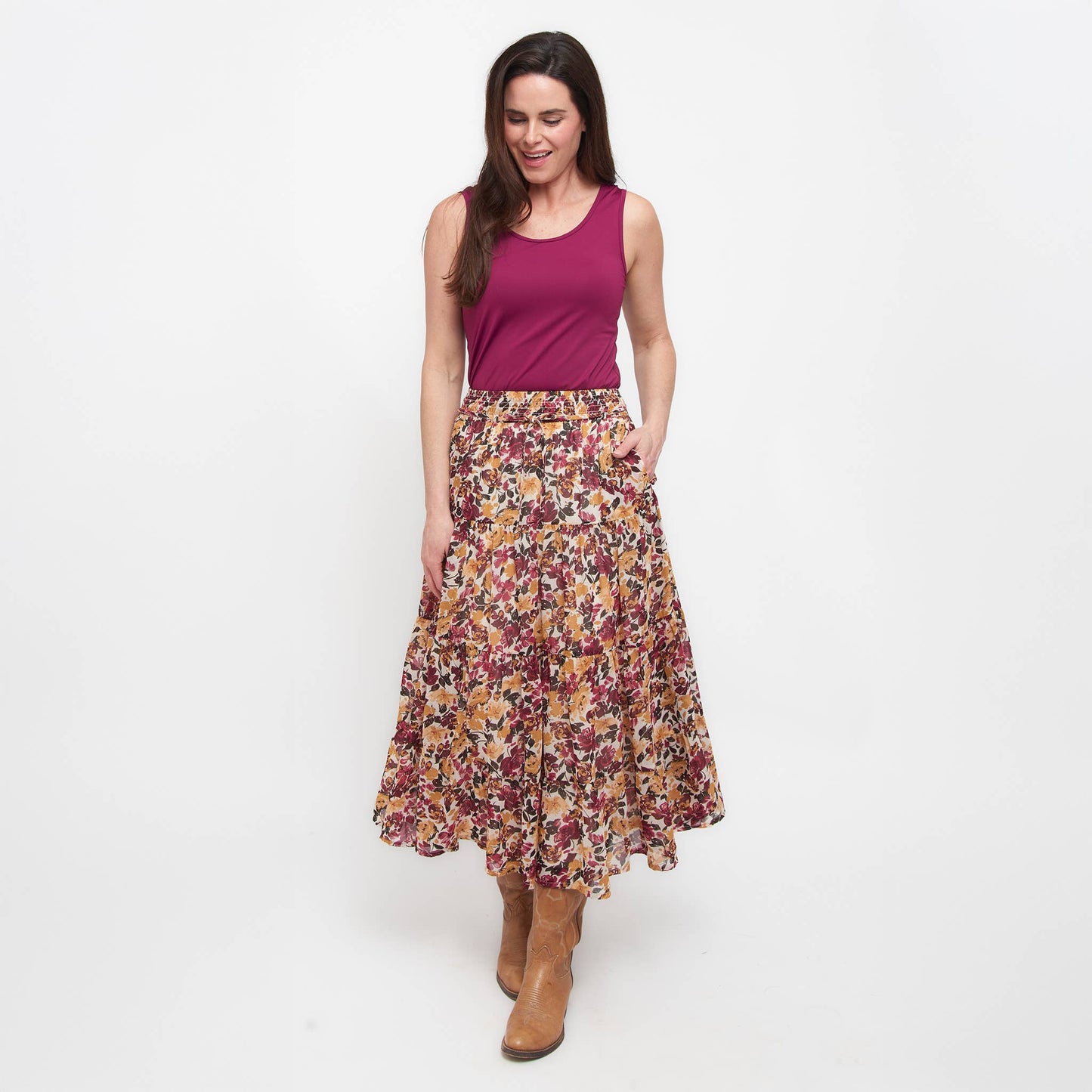 Elsie & Zoey - Hazel Georgette Tiered Maxi Skirt