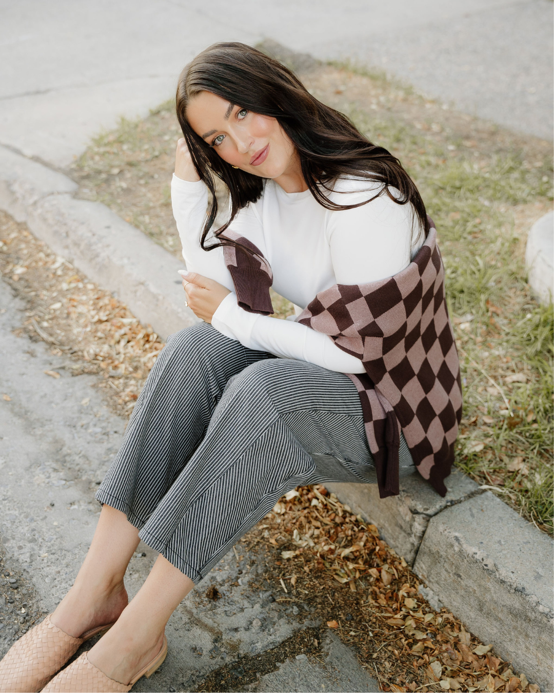 Hunter Brown Checker Cardigan