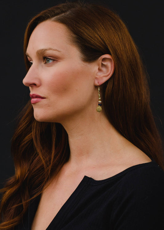 Tan & Multicolored Beaded Earrings Panache Apparel Co.