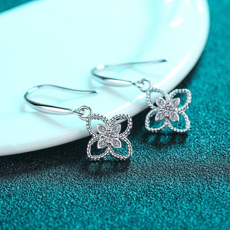 Moissanite Four Leaf Clover Earrings in 925 Sterling Silver (No Warranty) Core Perimade & Co. LLC