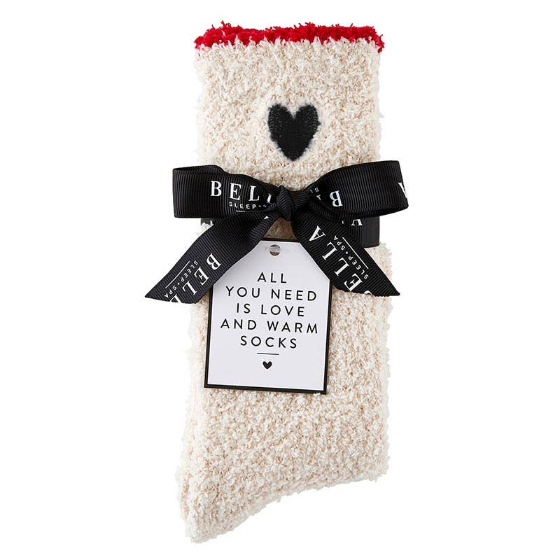 Cozy Socks - Red Trim + Black Heart Fall-Winter Bella Sleep + Spa