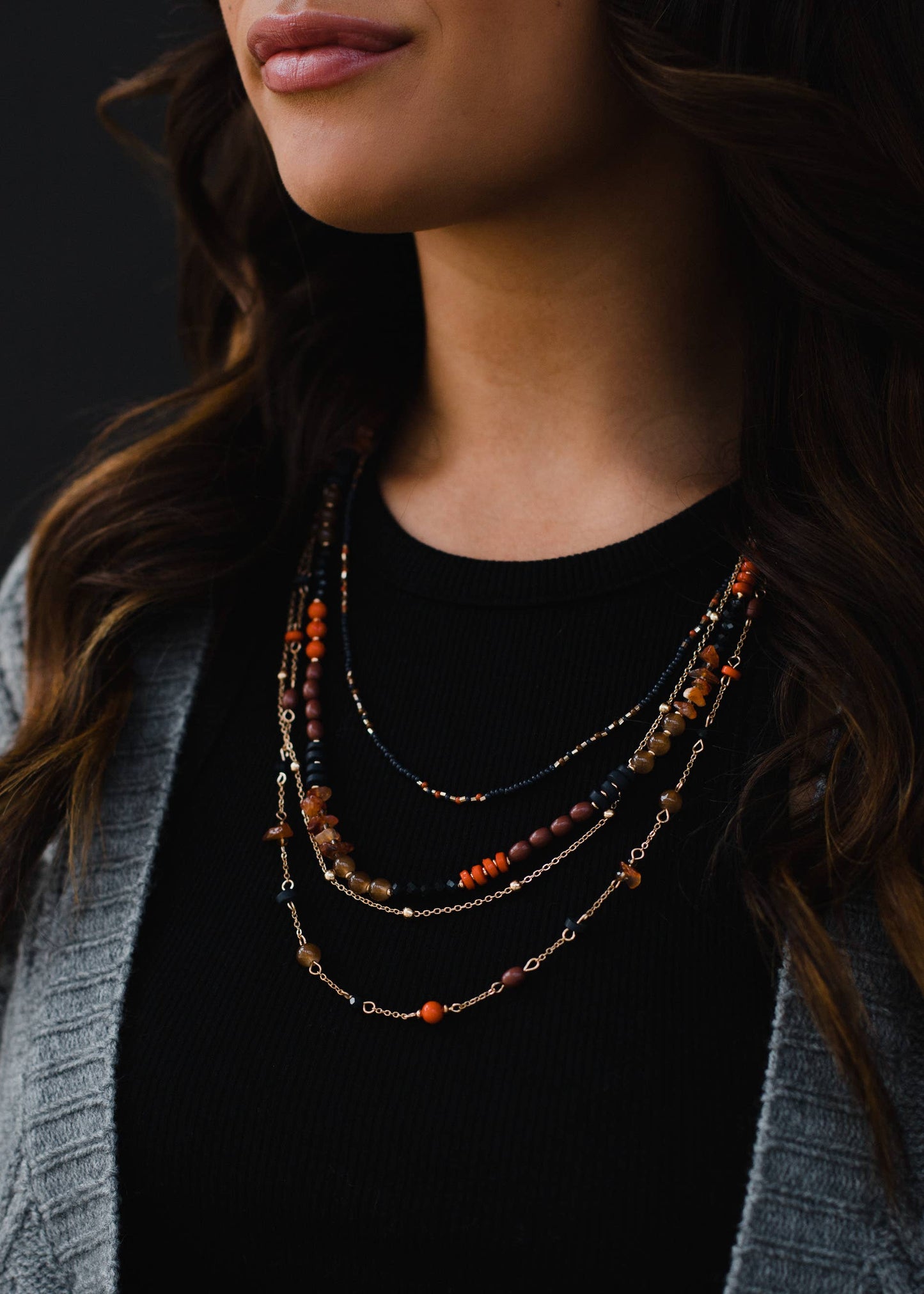 Multicolored Beaded Layered Necklace Core Panache Apparel Co.