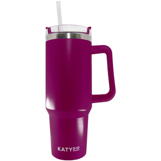 Plum Drink Tumbler Cup w/ Handle Core Katydid