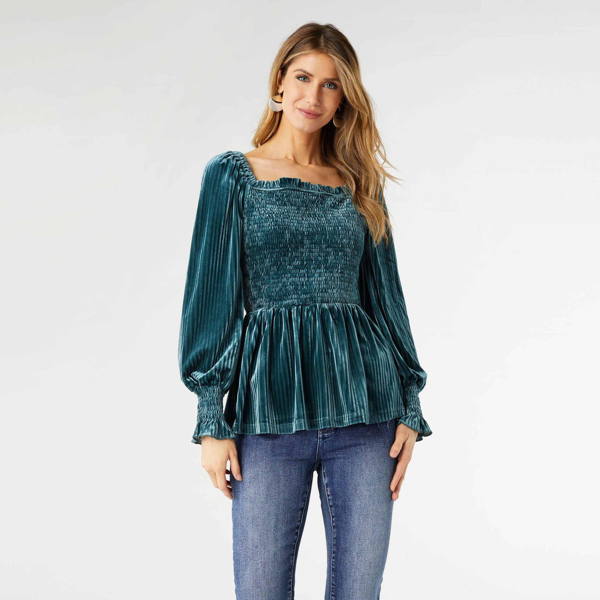 Lulu Pleated Velour Top  COCO + CARMEN