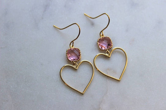 Gold Heart Earrings, Heart Jewelry, Pink Heart, Barbie: Pink Laalee Jewelry