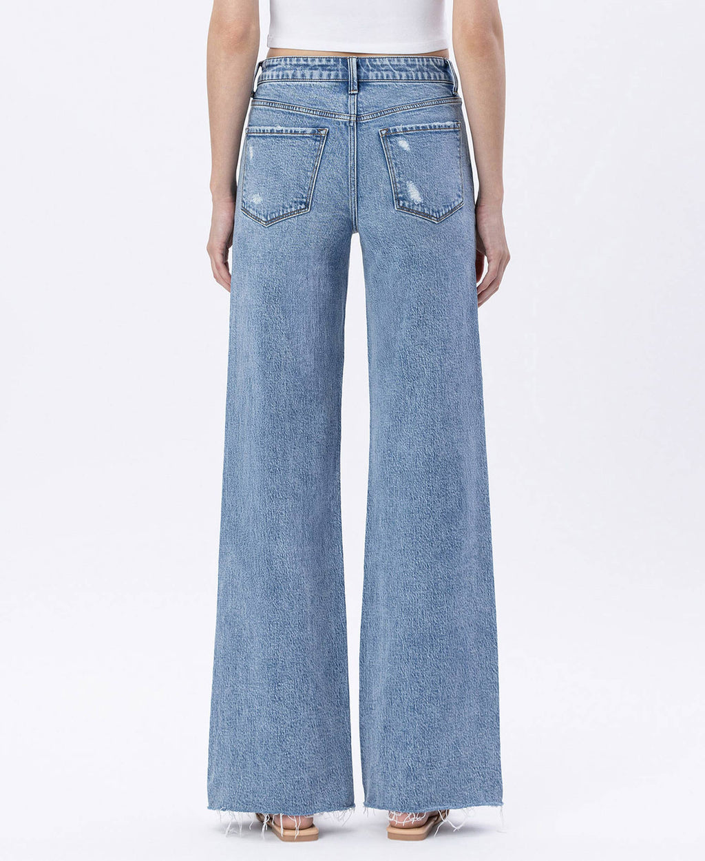 MODERNITY HIGH RISE RAW HEM WIDE JEANS