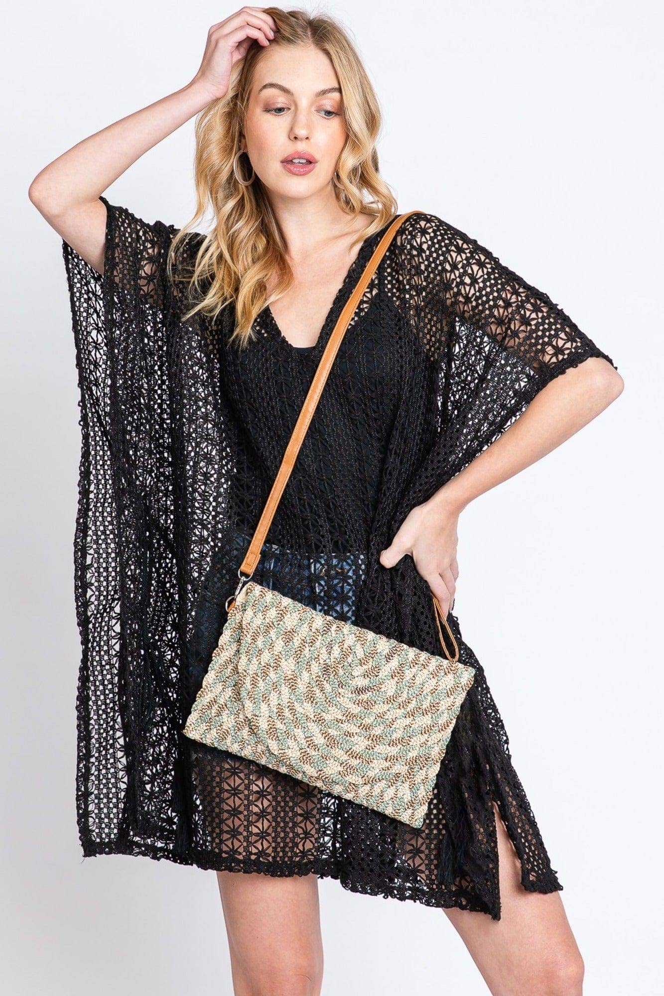 Valerie Lurex Mixed Colored Straw Clutch/Crossbody  MiMi Wholesale