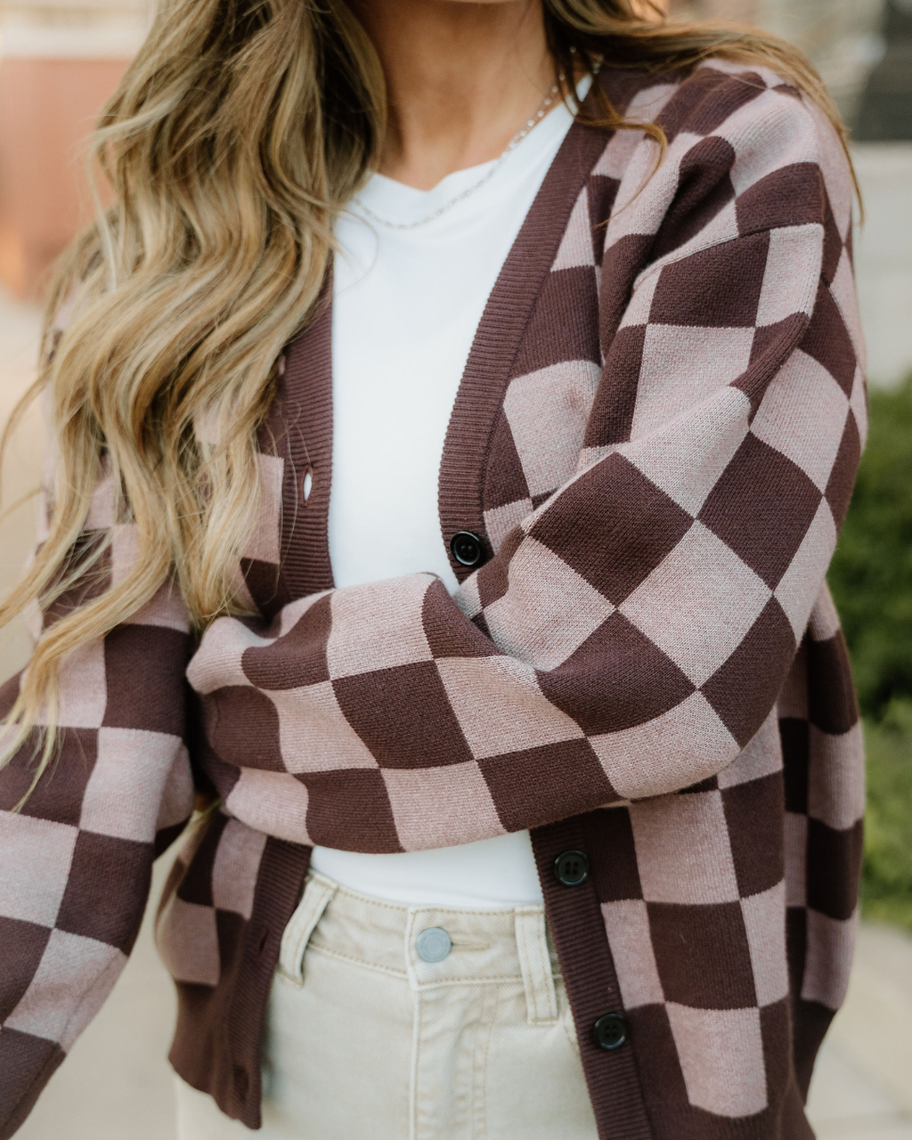 Hunter Brown Checker Cardigan
