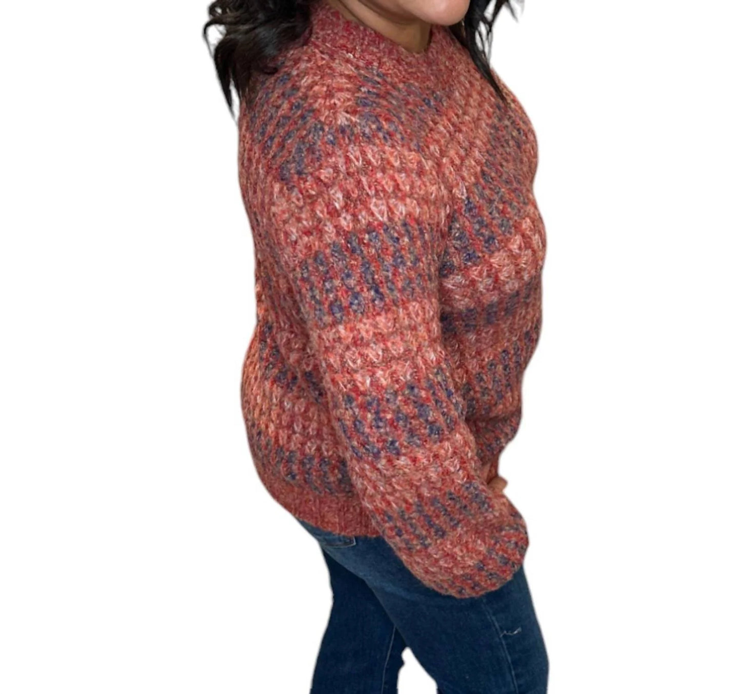 winter cozy stripe sweater in orange/purple sweater Mystree