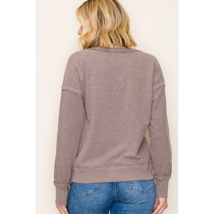 Exposed Stitching Brushed Top