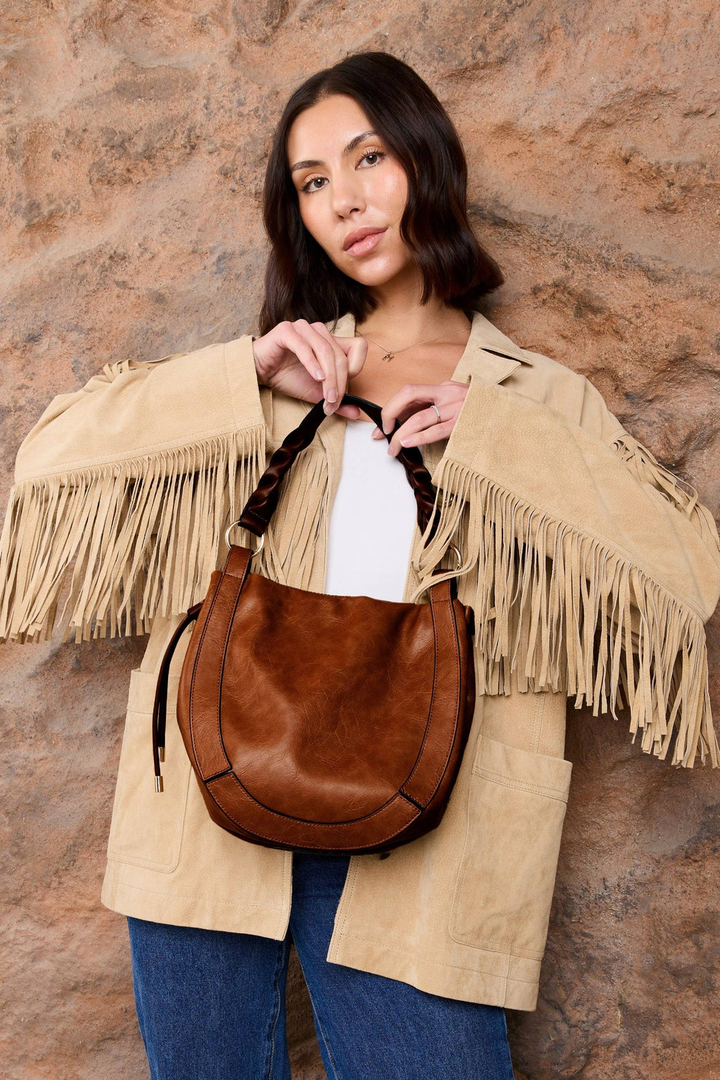 Rowan Paneled Hobo w/ Twisted Handle & Long Strap