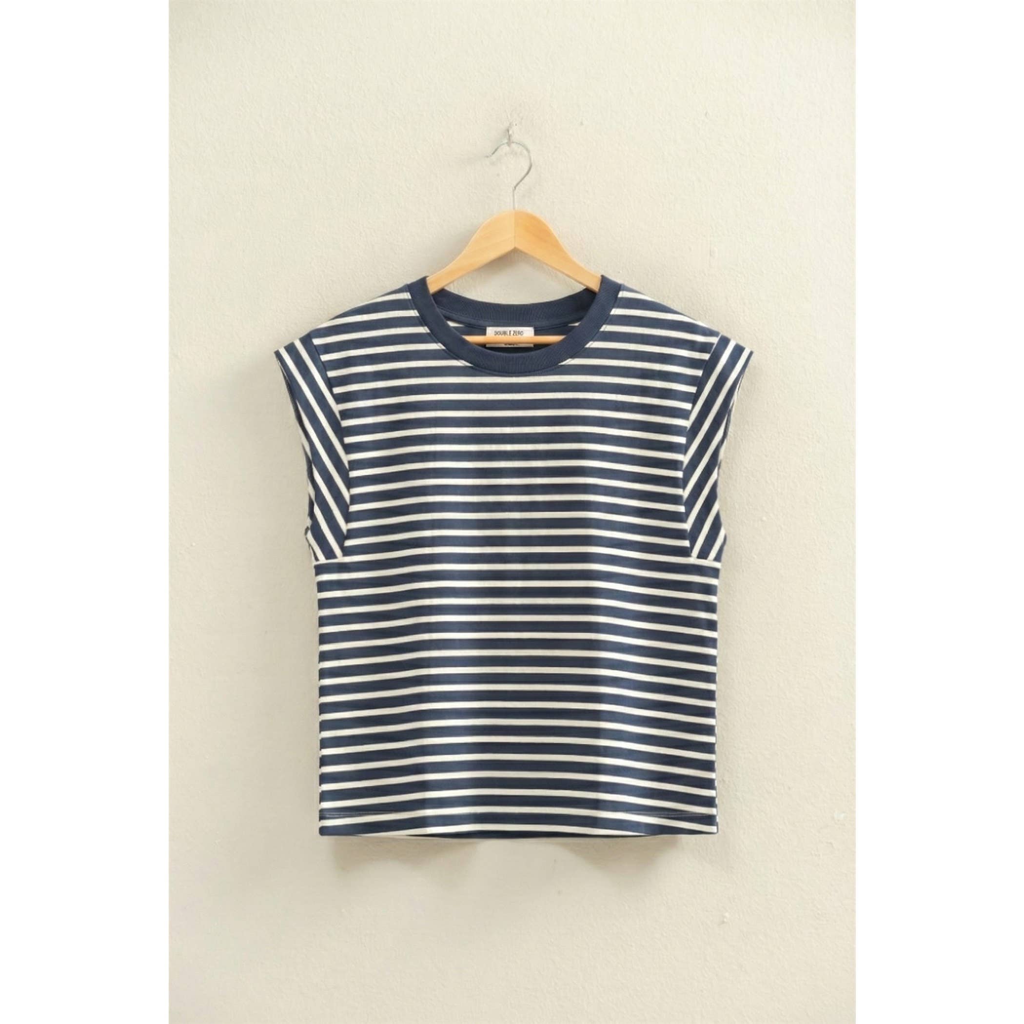 Double Zero - Striped Cap Sleeve Relaxed Everyday Tee