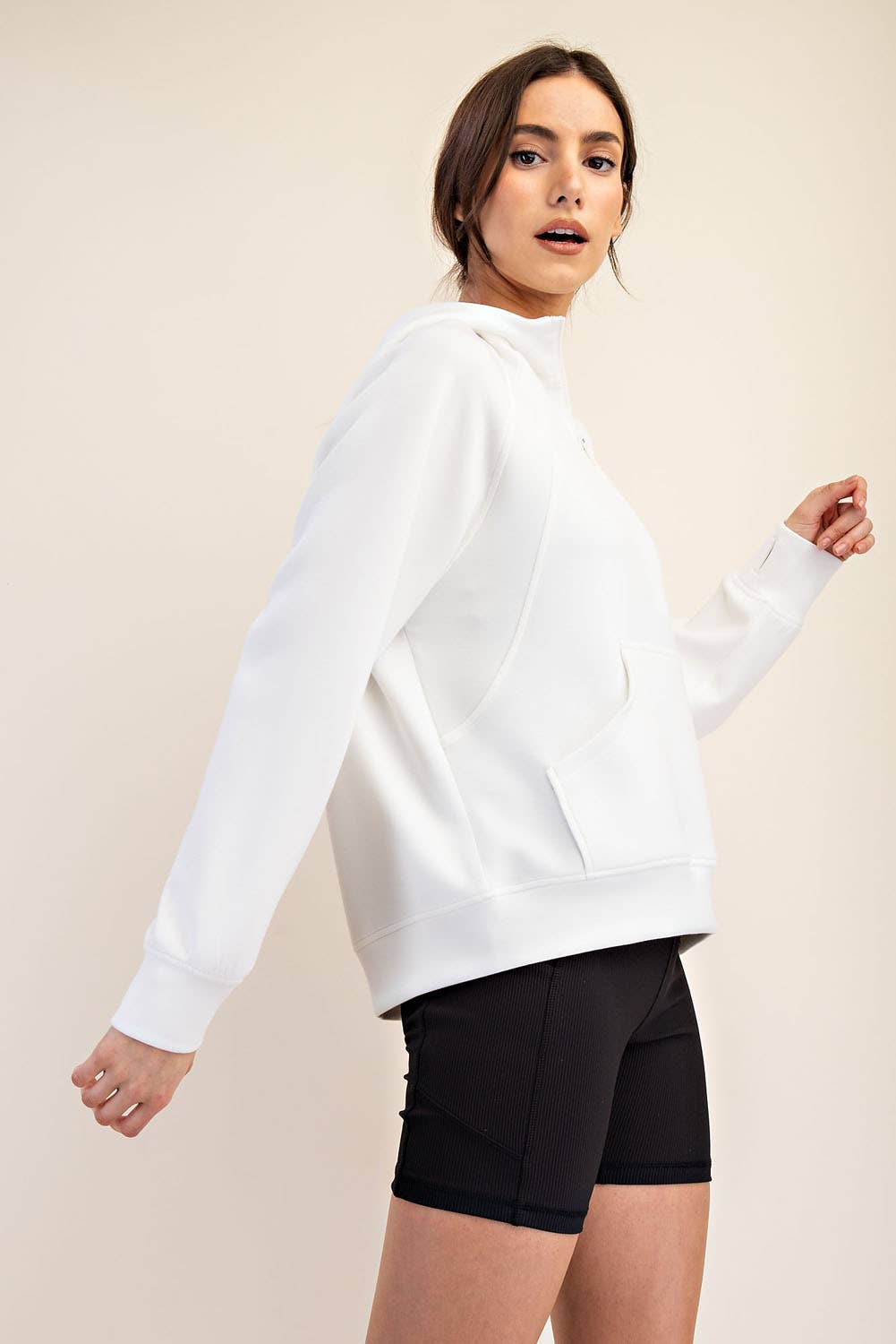 Modal Scuba Cropped Quarter Zip Hoodie