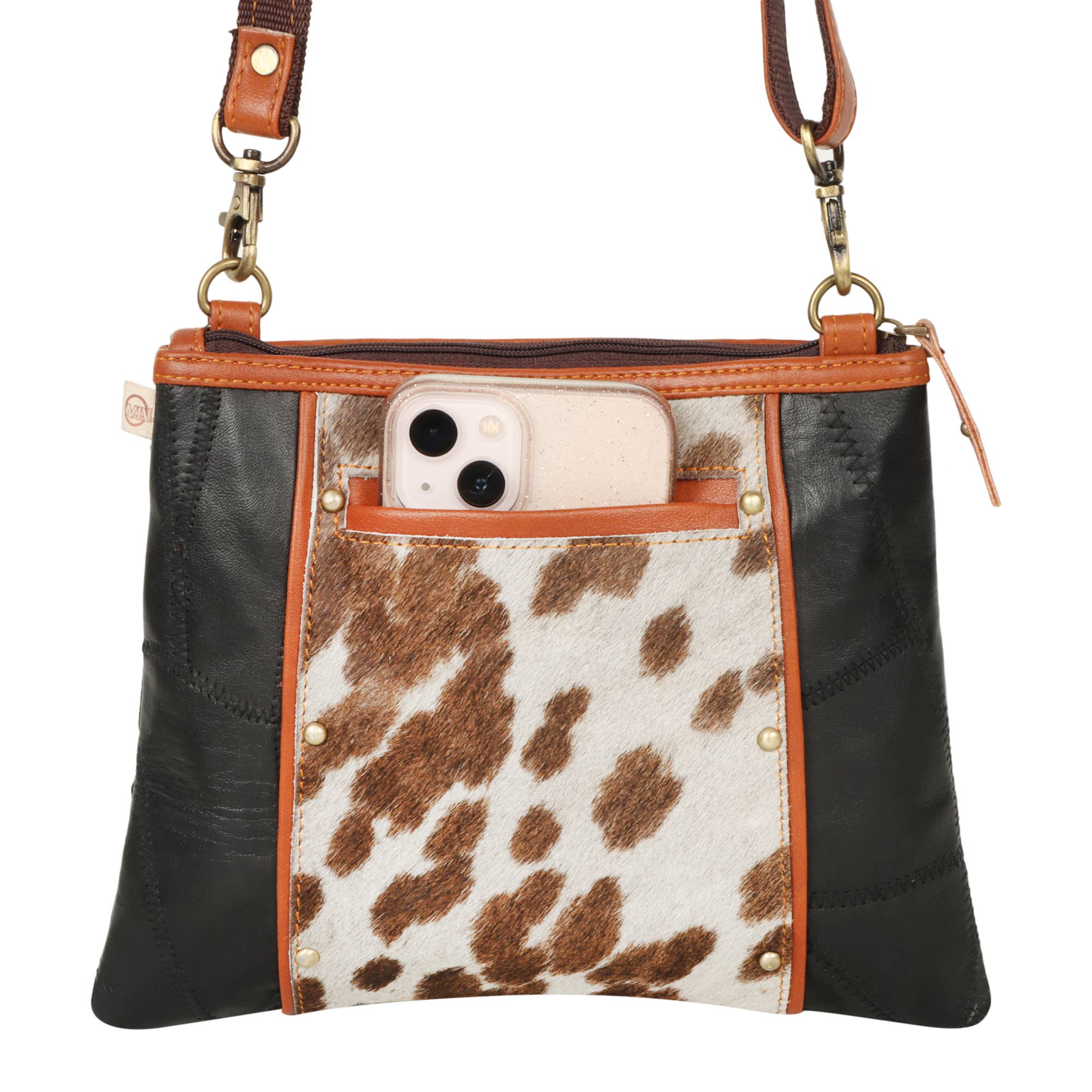 Vaan & Co. - Noa Angled Crossbody Bag - Upcycled Leather & Canvas