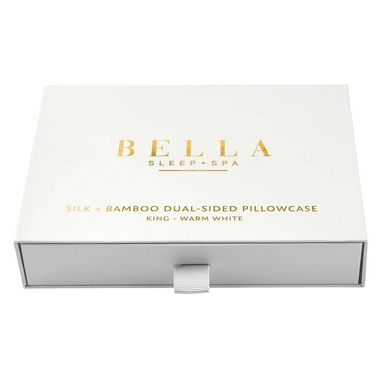 Dual-Sided Silk + Bamboo Pillowcase - King - Warm White Core Bella Sleep + Spa