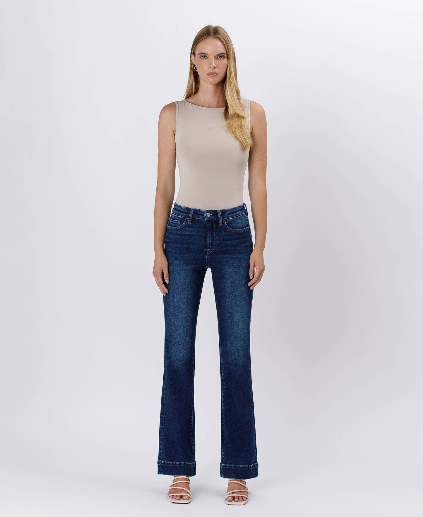 FLYING MONKEY - HIGH RISE TROUSER HEM BOOTCUT JEANS F5865 FLYING MONKEY