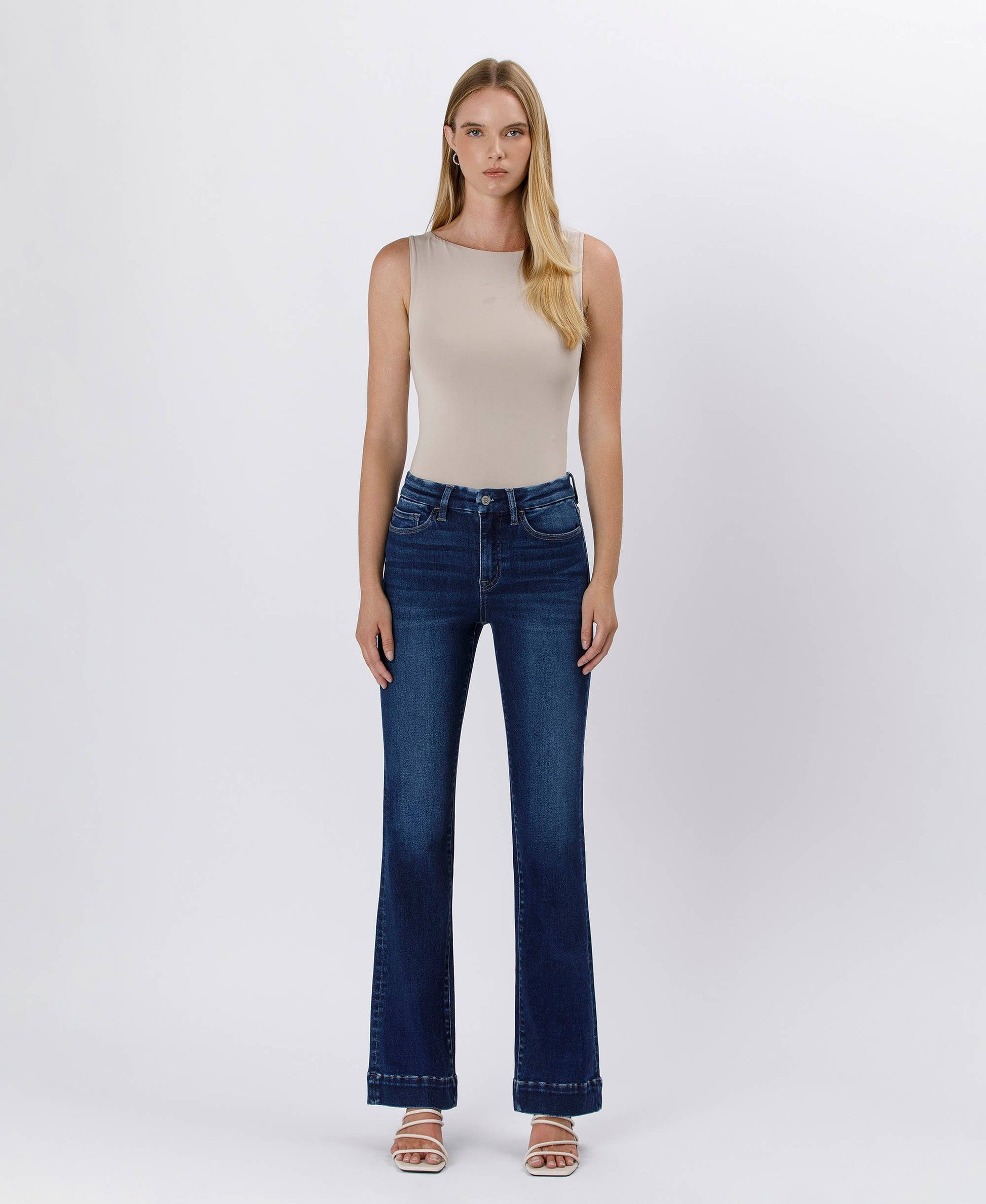 FLYING MONKEY - HIGH RISE TROUSER HEM BOOTCUT JEANS F5865 FLYING MONKEY