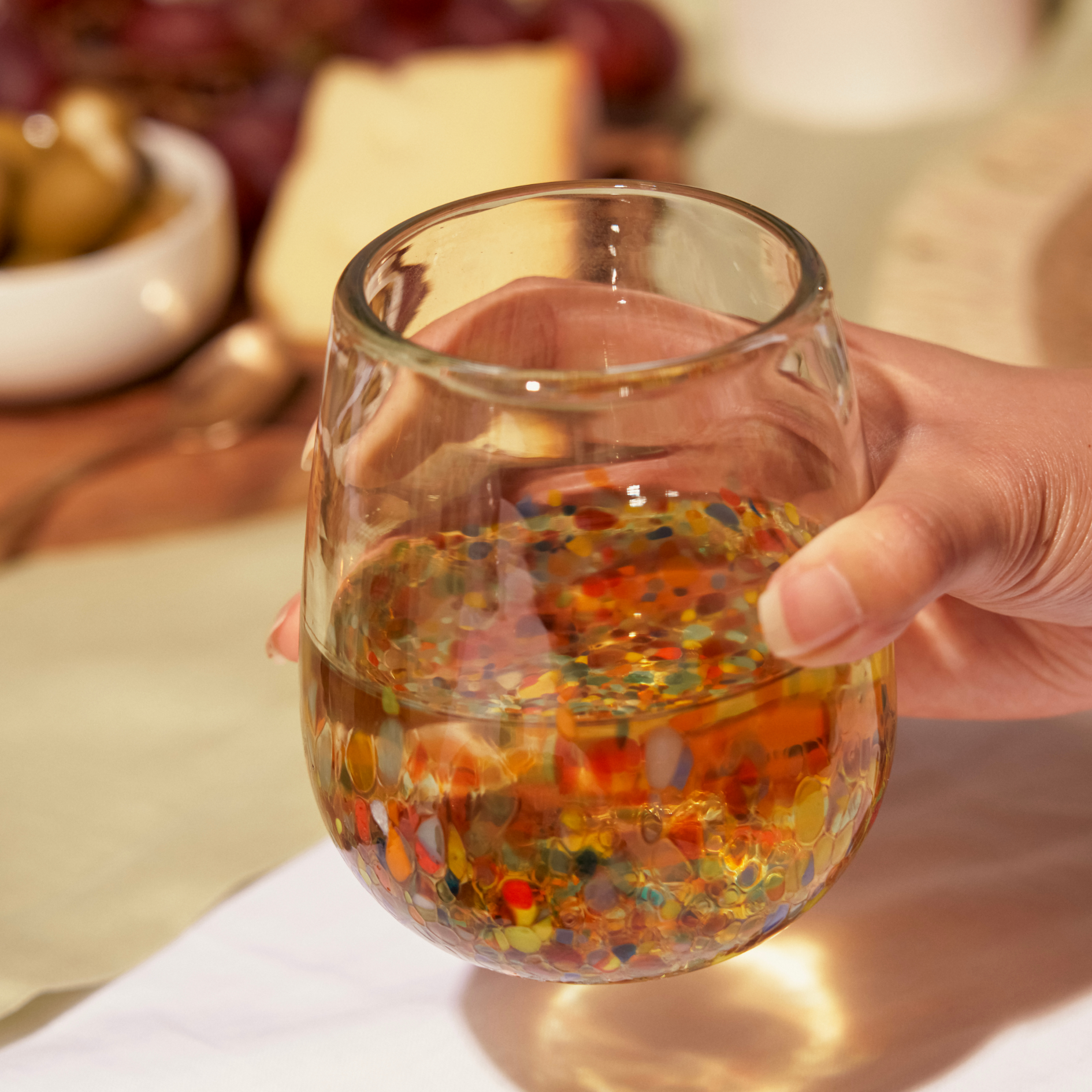 Artistico Recycled Glass Stemless Wine Glasses - Set of 2 Twine