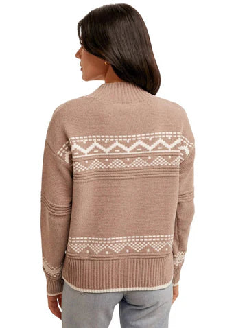 half mock neck sweater in mocha