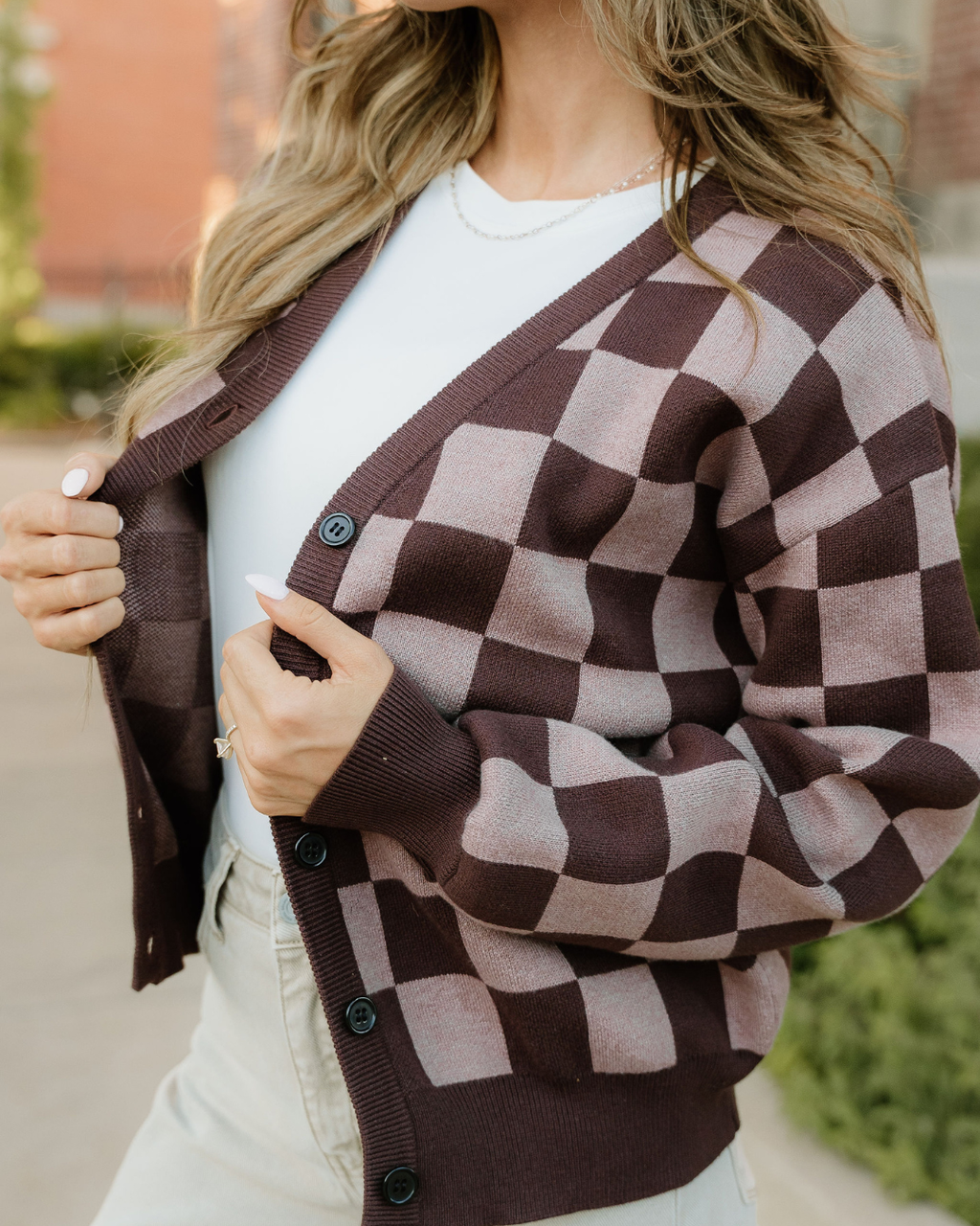 Hunter Brown Checker Cardigan