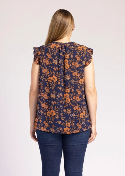 CURVY Kamari Ruffle Sleeve Floral Top Fall-Winter Daniel Rainn