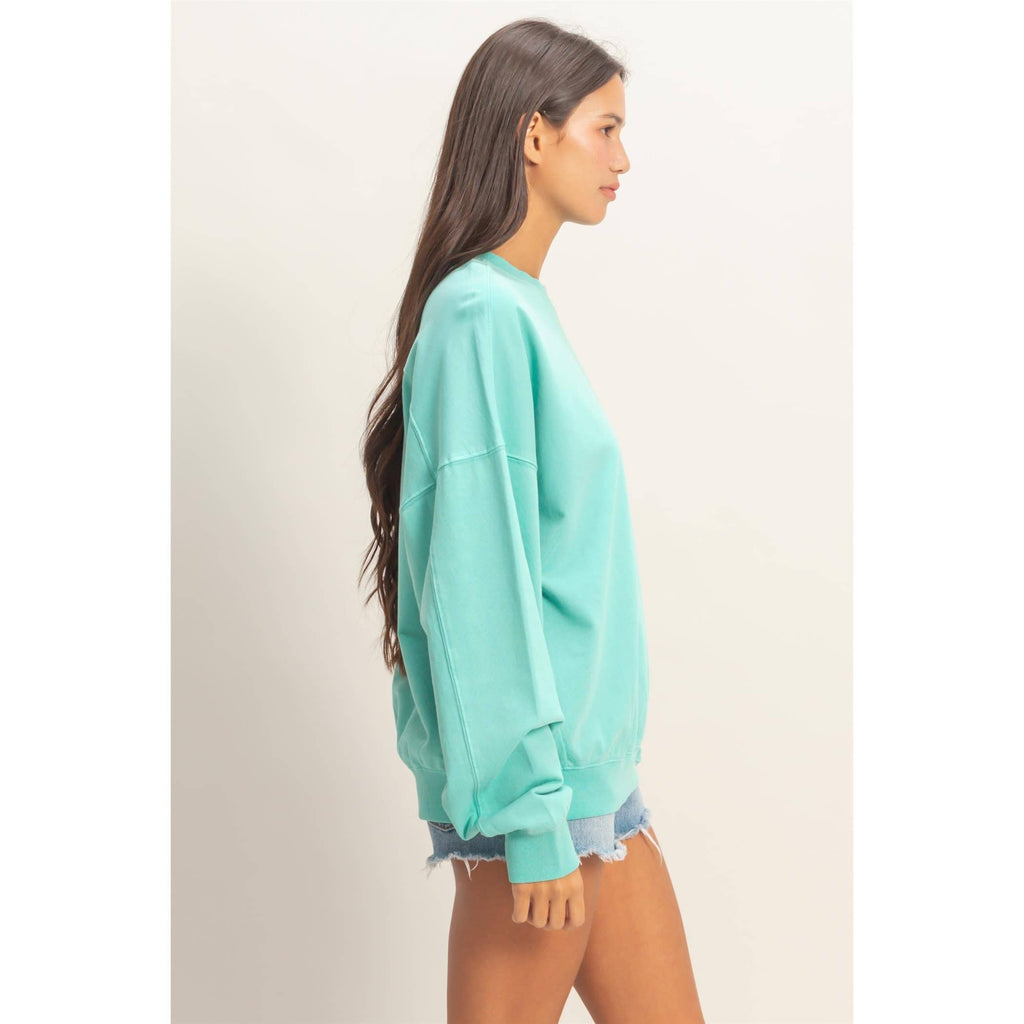 Ribbed Crew Neck Sweatshirt