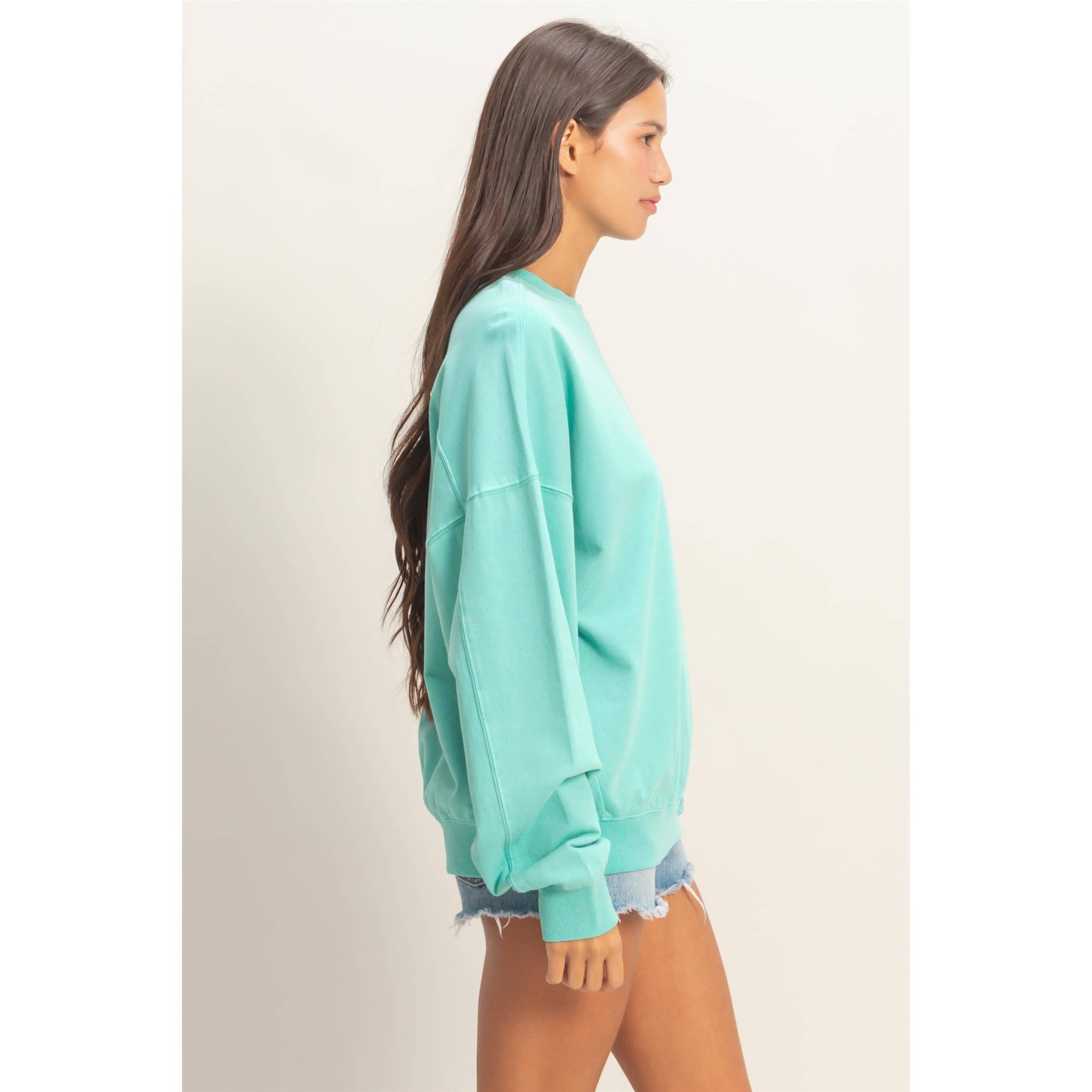 Ribbed Crew Neck Sweatshirt