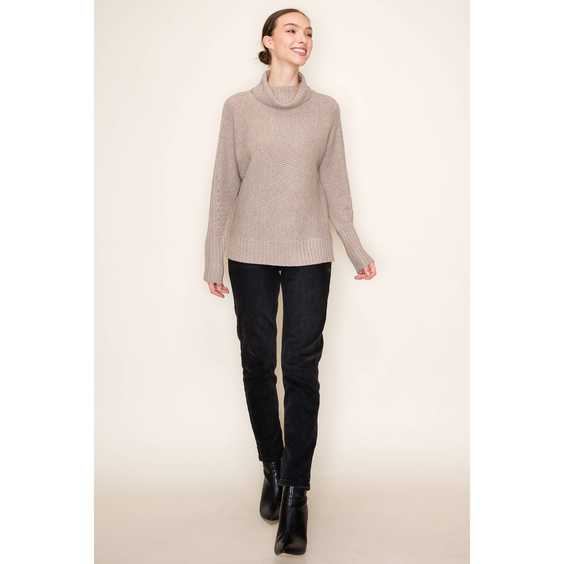 STACCATO - RIBBED TURTLE NECK LONG SLEEVE PULLOVER SWEATER  STACCATO