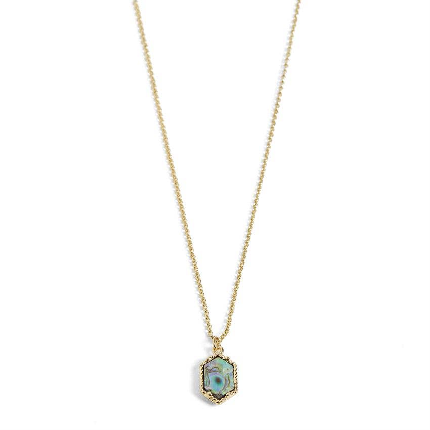 Abalone Hexagon Necklace: Gold  Whispers