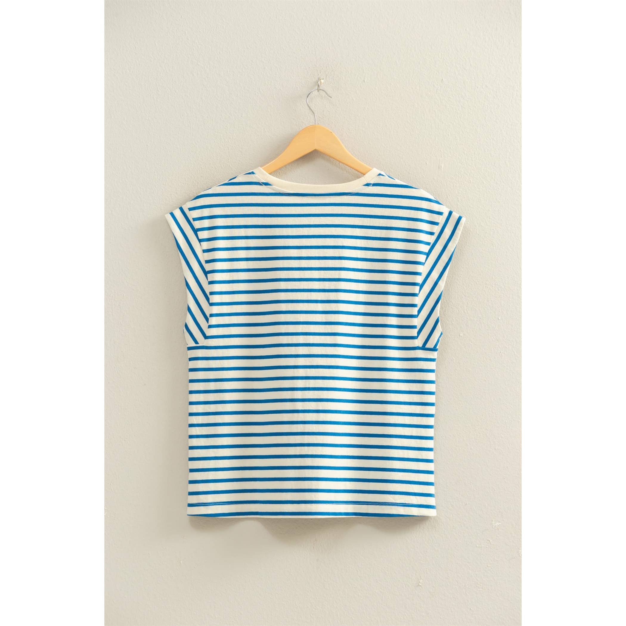 Double Zero - Striped Cap Sleeve Relaxed Everyday Tee