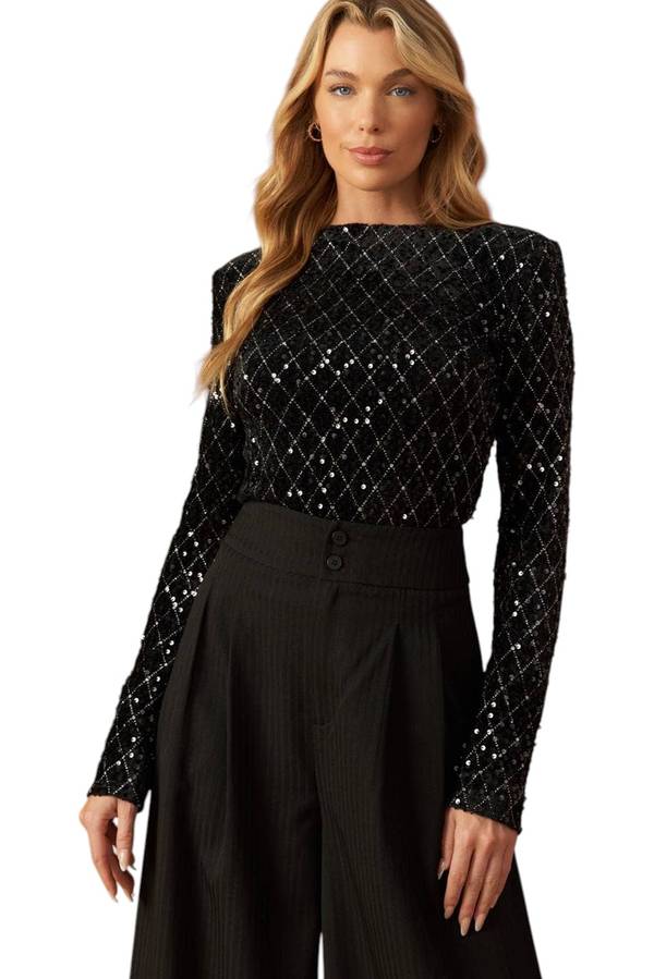 Black Shimmering Night Bodysuit