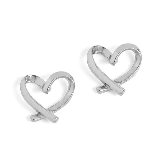 Signature Heart Stud Earrings - Silver Whispers