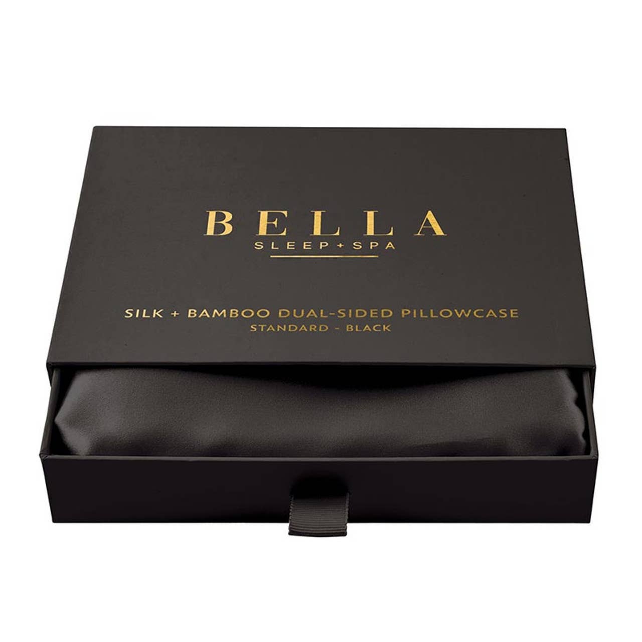 Dual-Sided Silk + Bamboo Pillowcase - Standard - Black Core Bella Sleep + Spa