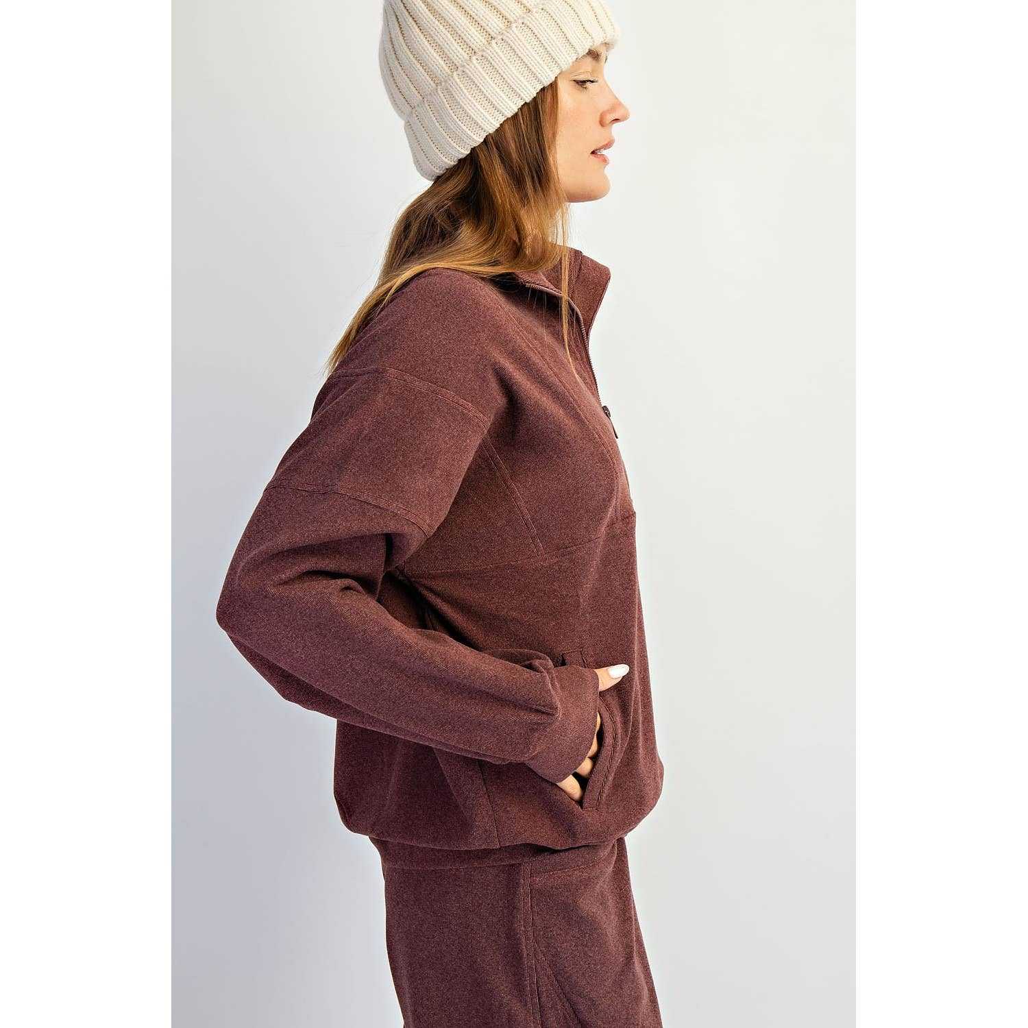 Brushed Rib Quarter Zip Pullover